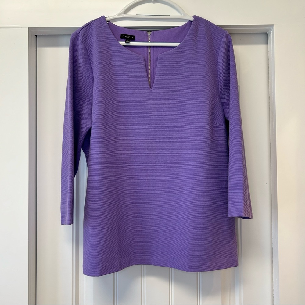 Talbots Lavender Ribbed Blouse Size XL